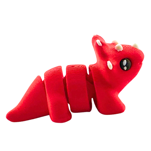 Trixie the Triceratops red glossy articulated toy figure from Flexlings Original Crew limited edition