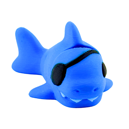 Finn the Shark Aye Matey pirate edition blue vinyl figure with eyepatch, flexible articulated limbs, limited collectible