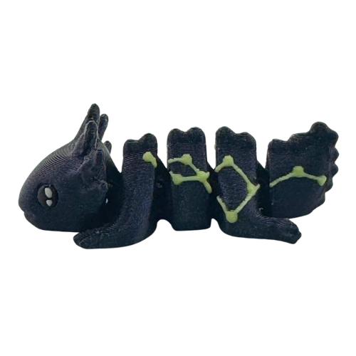 Lumi the Axolotl Constellation Edition Flexlings toy with glow-in-the-dark Lacerta constellation pattern on pink axolotl figure