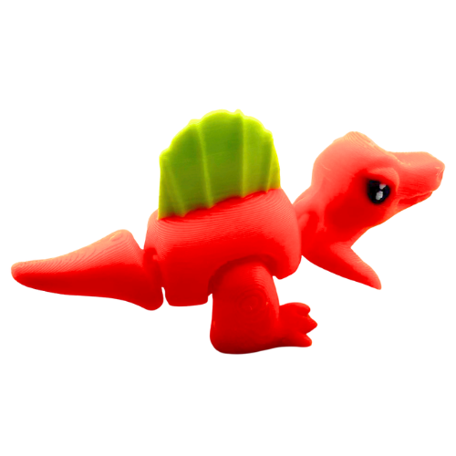 Orange Grumpy Sid Spinosaurus figure with crossed arms and moody expression, poseable dinosaur toy