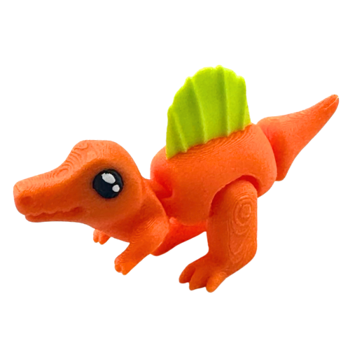 Orange Sid the Spinosaurus Flexlings toy with flexible limbs in fishing pose, Original Crew limited edition