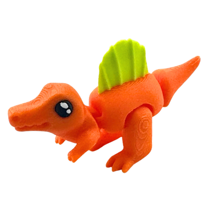 Orange Sid the Spinosaurus Flexlings toy with flexible limbs in fishing pose, Original Crew limited edition