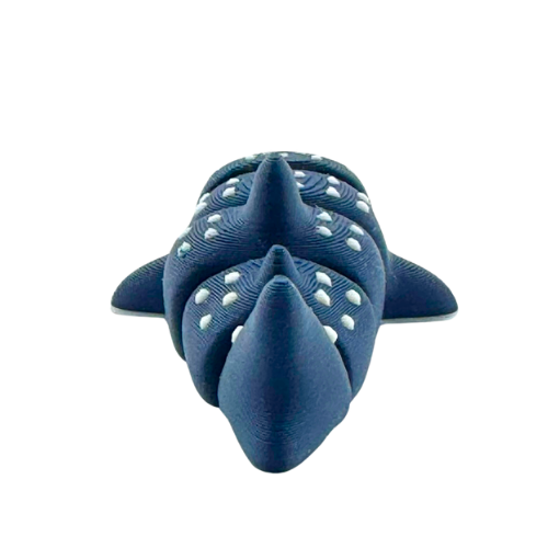 Marlow the Whaleshark poseable toy figure in dark blue with articulated tail and fins, Original Crew edition