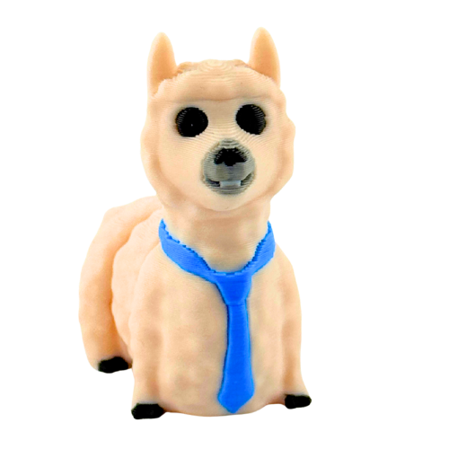Chewie the Llama Fancy Edition figurine in cream finish with loosened tie, miniature collectible desk toy