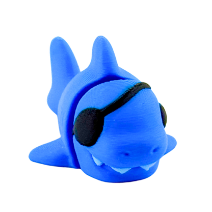 Finn the Shark Aye Matey pirate edition blue vinyl figure with eyepatch, flexible articulated limbs, limited collectible