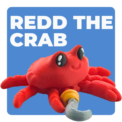 Redd the Crab Aye Matey Edition - red poseable crab toy with pirate hook, limited edition Flexling collectible figure