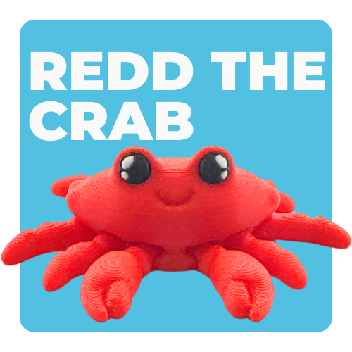 Redd the Crab articulated fidget toy in bright red finish, Original Crew limited edition with flexible limbs