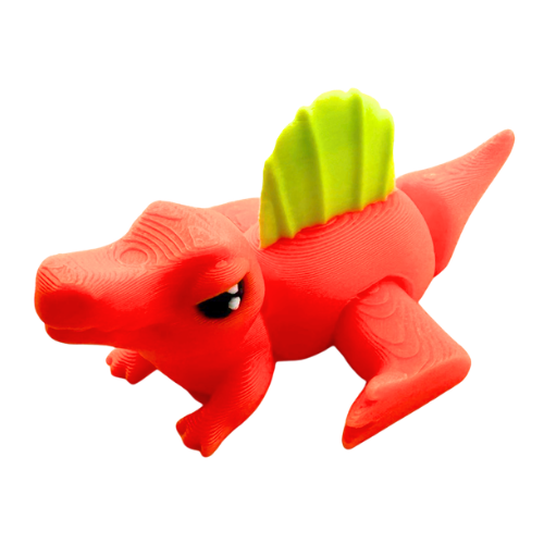 Orange Grumpy Sid Spinosaurus figure with crossed arms and moody expression, poseable dinosaur toy