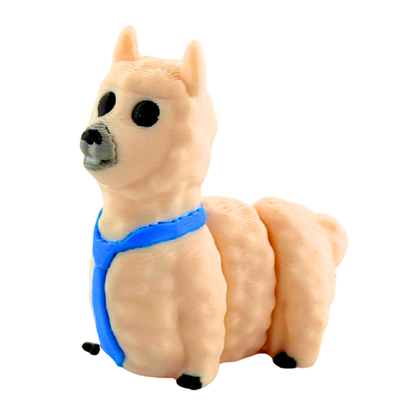 Chewie the Llama Fancy Edition figurine in cream finish with loosened tie, miniature collectible desk toy