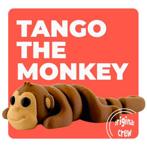 Tango the Monkey brown Flexlings toy with flexible limbs in playful pose from Original Crew collection