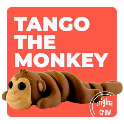Tango the Monkey brown Flexlings toy with flexible limbs in playful pose from Original Crew collection
