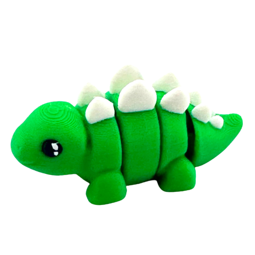 Plato the Stegosaurus green poseable dinosaur toy from Flexlings Original Crew, thoughtful expression, limited edition