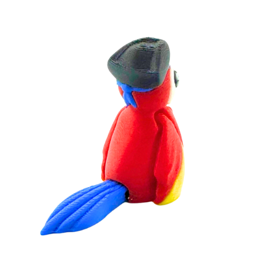 Shanty Scarlet Macaw pirate toy in bold red with tri-corner hat, Aye Matey limited edition, flexible articulated figure
