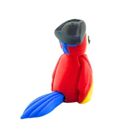 Shanty Scarlet Macaw pirate toy in bold red with tri-corner hat, Aye Matey limited edition, flexible articulated figure