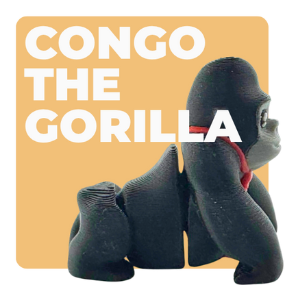 Congo the Gorilla Fancy Edition black collectible toy wearing oversized red tie, ultra rare limited edition of 21