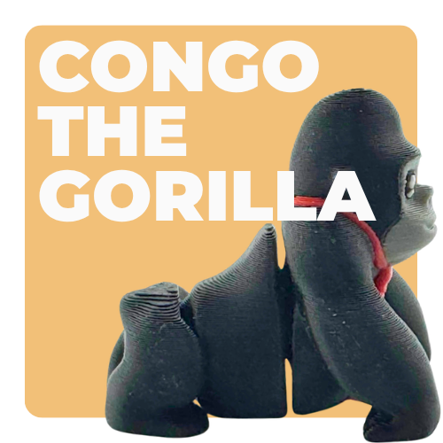 Congo the Gorilla Fancy Edition black collectible toy wearing oversized red tie, ultra rare limited edition of 21