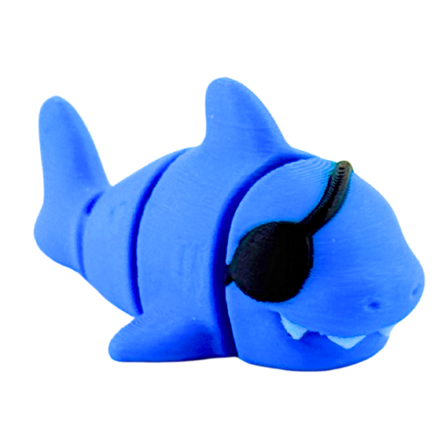 Finn the Shark Aye Matey pirate edition blue vinyl figure with eyepatch, flexible articulated limbs, limited collectible