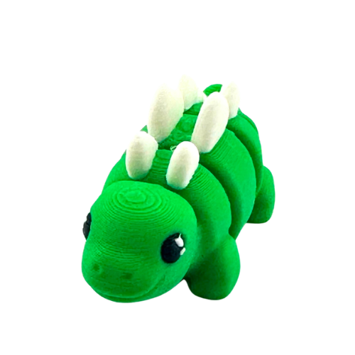 Plato the Stegosaurus green poseable dinosaur toy from Flexlings Original Crew, thoughtful expression, limited edition