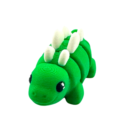 Plato the Stegosaurus green poseable dinosaur toy from Flexlings Original Crew, thoughtful expression, limited edition