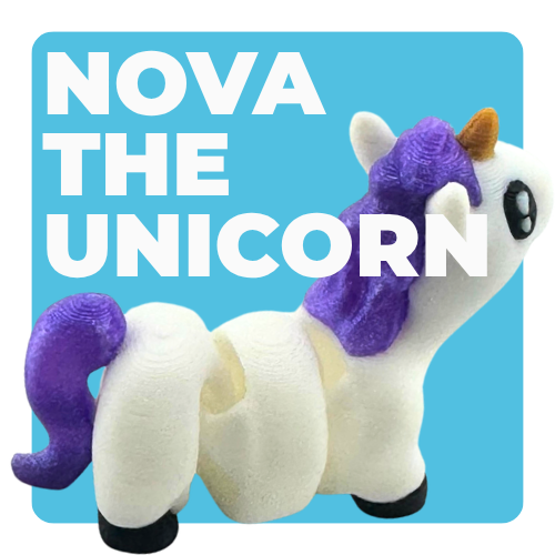 Nova the Unicorn white poseable collectible toy from Flexlings Original Crew, limited edition of 52