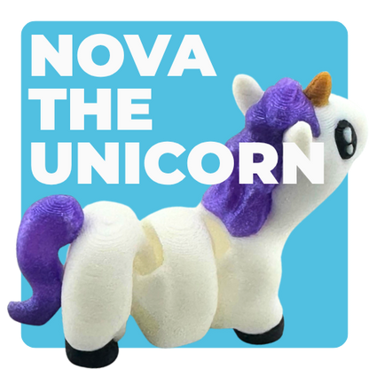 Nova the Unicorn white poseable collectible toy from Flexlings Original Crew, limited edition of 52