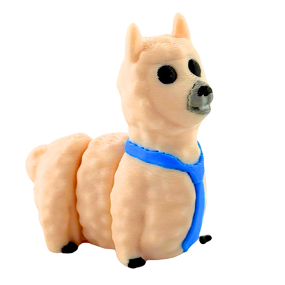 Chewie the Llama Fancy Edition figurine in cream finish with loosened tie, miniature collectible desk toy