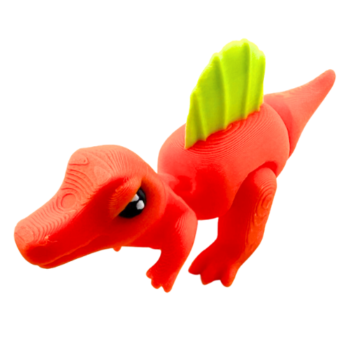 Orange Grumpy Sid Spinosaurus figure with crossed arms and moody expression, poseable dinosaur toy