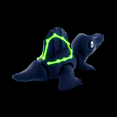 Sid the Spinosaurus Flexling in Constellation Edition with glow-in-the-dark cosmic starry paint, bendable dinosaur toy