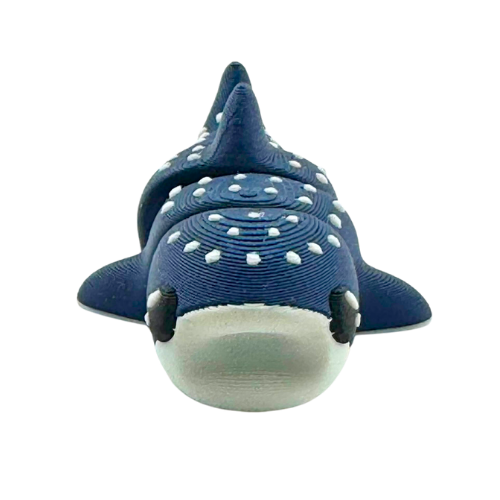 Marlow the Whaleshark poseable toy figure in dark blue with articulated tail and fins, Original Crew edition