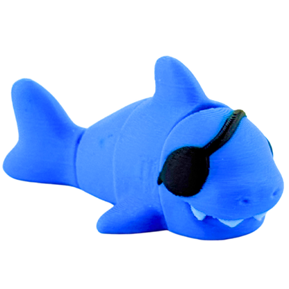 Finn the Shark Aye Matey pirate edition blue vinyl figure with eyepatch, flexible articulated limbs, limited collectible