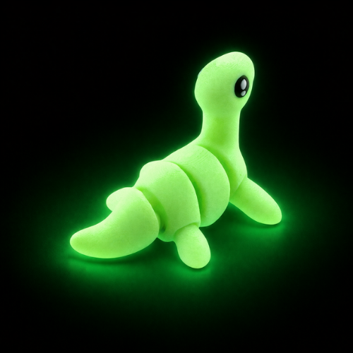 Nessie the Loch Ness Monster glow-in-the-dark Flexling fidget toy with bendable body and friendly expression