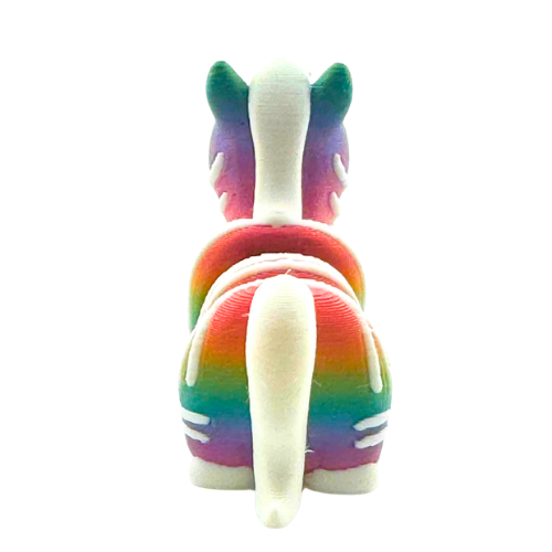 Debra the Zebra Rainbow Edition Flexling toy with gradient colors flowing across white stripes, palm-sized collectible