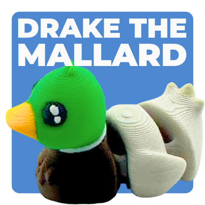 Drake the Mallard poseable duck toy figurine from Flexlings Original Crew collection in multi-color finish