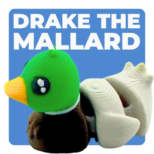 Drake the Mallard poseable duck toy figurine from Flexlings Original Crew collection in multi-color finish