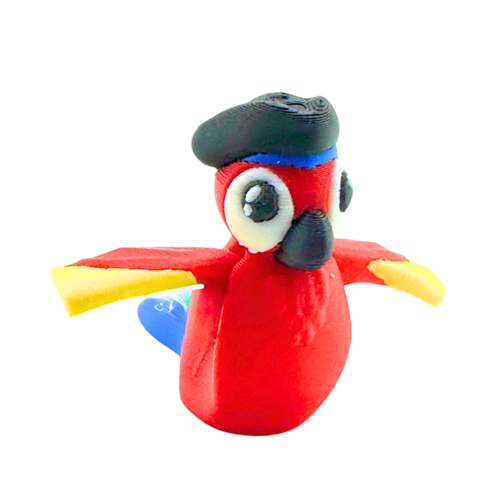 Shanty Scarlet Macaw pirate toy in bold red with tri-corner hat, Aye Matey limited edition, flexible articulated figure