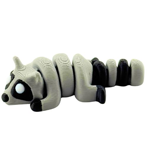 Bandit the Raccoon Flexlings toy, grey articulated raccoon figure from limited Original Crew edition