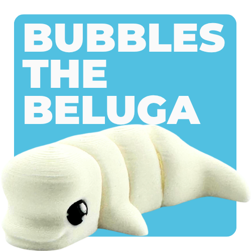 Bubbles the Beluga white flexible toy figurine from Flexlings Original Crew limited edition collection