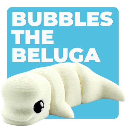 Bubbles the Beluga white flexible toy figurine from Flexlings Original Crew limited edition collection