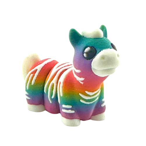 Debra the Zebra Rainbow Edition Flexling toy with gradient colors flowing across white stripes, palm-sized collectible