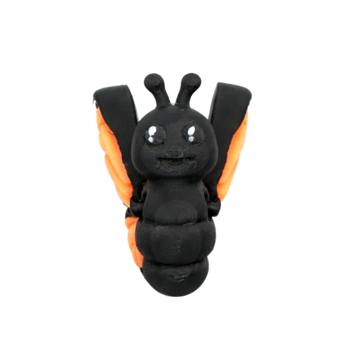 Aurora the Butterfly Flexling with black body and iridescent blue-green wings, poseable collectible toy from Original Crew