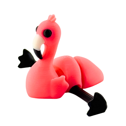 Salsa the Flamingo poseable toy in hot pink, standing on one leg with articulated neck and legs, Original Crew edition