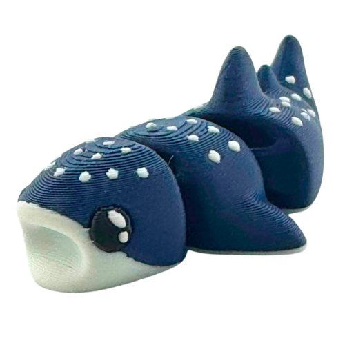 Marlow the Whaleshark poseable toy figure in dark blue with articulated tail and fins, Original Crew edition
