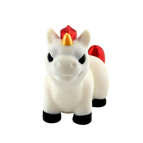 Nova the Unicorn Angry Edition Flexling with red hair and narrowed eyes, white poseable figure, ultra-limited collectible