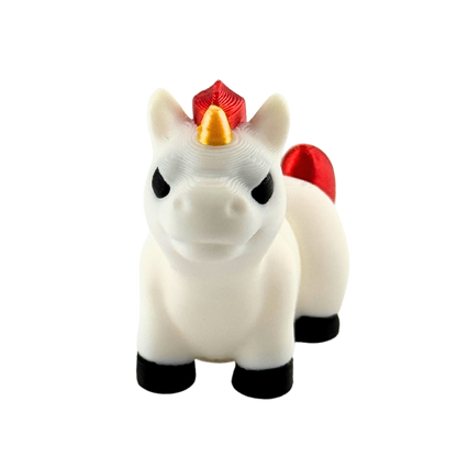 Nova the Unicorn Angry Edition Flexling with red hair and narrowed eyes, white poseable figure, ultra-limited collectible