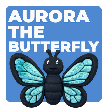 Aurora Butterfly Monarch Queen Flexling toy with orange glow-in-the-dark wings, ultra-limited edition of 23
