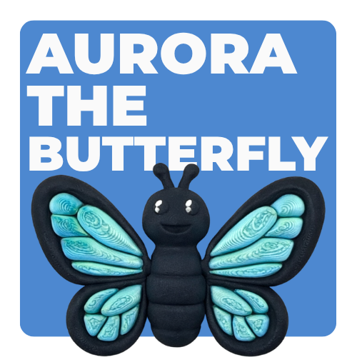 Aurora Butterfly Monarch Queen Flexling toy with orange glow-in-the-dark wings, ultra-limited edition of 23