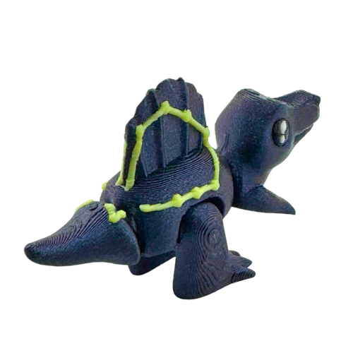 Sid the Spinosaurus Flexling in Constellation Edition with glow-in-the-dark cosmic starry paint, bendable dinosaur toy