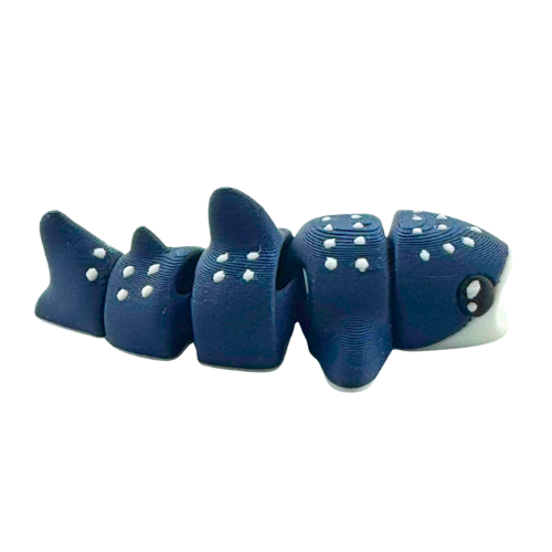 Marlow the Whaleshark poseable toy figure in dark blue with articulated tail and fins, Original Crew edition