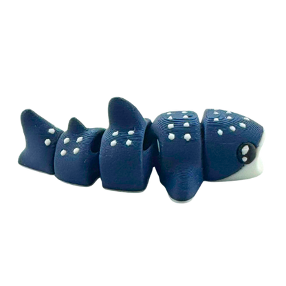 Marlow the Whaleshark poseable toy figure in dark blue with articulated tail and fins, Original Crew edition