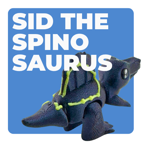 Sid the Spinosaurus Flexling in Constellation Edition with glow-in-the-dark cosmic starry paint, bendable dinosaur toy